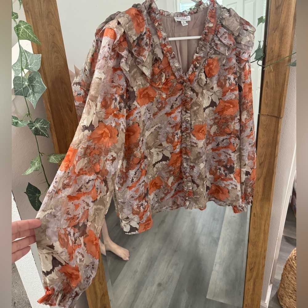LIKE NEW Anthropologie x Current Air Ruffled Floral Blouse/Top - Picture 2 of 3